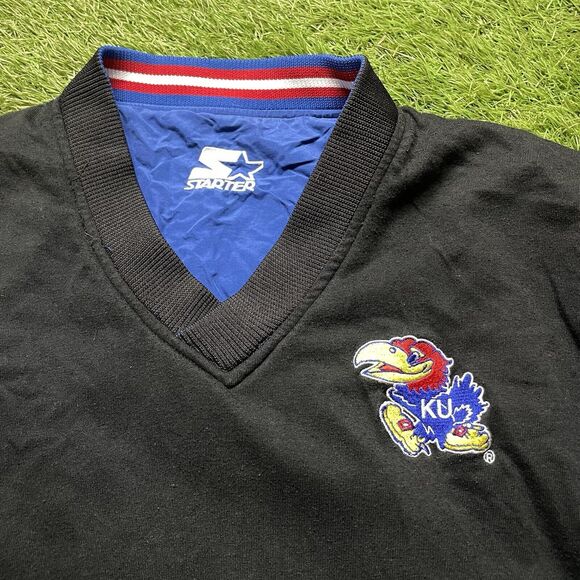 VTG NCAA Kansas Jayhawks Reversible Jacket Mens XL Starter Pullover 90s Vintage - Picture 10 of 16